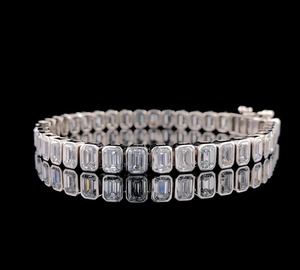 กำไลข้อมือเพชรสำหรับเทนนิส925สีเงินสเตอร์ลิงประดับห้องแลปสีมรกตสวยงามเหมาะสำหรับเป็นของขวัญกำไลข้อมือตามสั่ง - Product Image 3