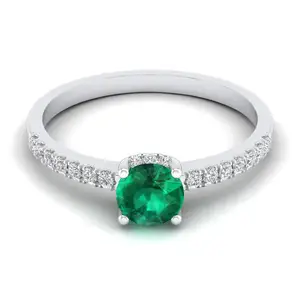 Emerald Radiance Reigns 925 Sterling Silber Ring mit natürlichem Mai Birth stone Emerald & Def - VVS Clarity Moissan ite Fine Jewelry
