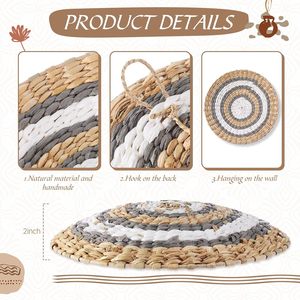 Art mural en osier rond en jonc de mer pour la maison cuisine ferme Table salon-artisanat de Tienphong - Product Image 6