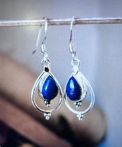Boucles d'oreilles en argent sterling 925 avec lapis-lazuli, faites à la main, magnifiques boucles d'oreilles pour femmes. - Product Image 4