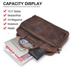 Maletín de cuero de alta calidad de marca, Maletín de negocios para hombre, bolso para ordenador portátil con bolsillo interior, bolso de cuero genuino - Product Image 5