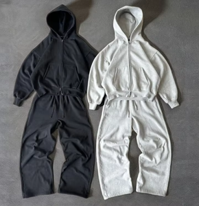 Conjunto Deportivo de Alta Calidad al por Mayor con Sudadera con Capucha y Cremallera y Pantalones Acampanados, Conjuntos Deportivos Personalizados para Hombre, Diseño Liso - Product Image 4