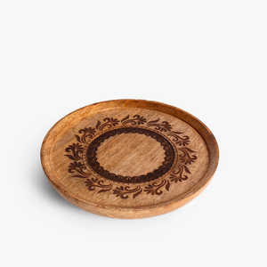 Dessous de plat en bois de Sesham plateau à café en bois brun Design gravure et poignées de maintien Table cuisine décor plateau - Product Image 2