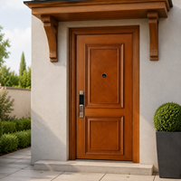 Porte en bois à panneau carré en chêne doré, simple entrée, pour l'entrée principale de la maison
