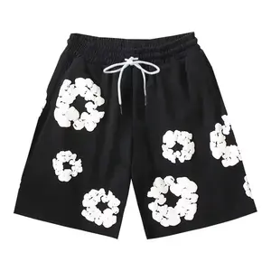 Shorts en coton imprimé tendance d'été, design décontracté ample, taille mi-haute, satin, séchage rapide, respirant, cordon de serrage à l'avant, vente chaude - Product Image 6