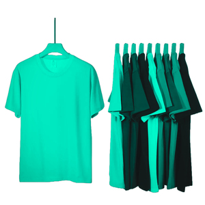 Combet Camiseta de algodón de talla grande 100% para hombre, cuello redondo, estampado de pigmentos, transpirable, manga corta, ajuste suelto, diseño en blanco frontal - Product Image 2