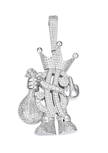 จี้เพชรโมอิสซาไนต์ทรงกลมเจียระไนแบบบริลเลียนท์ ดี-คัลเลอร์ ดอลลาร์คิง ประดับด้วยเงินแท้ 925 ชุบโรเดียม ดีไซน์มงกุฎ สำหรับงานปาร์ตี้ - Product Image 2