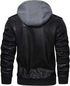 Veste en similicuir pour homme avec capuche Veste motard élégante et durable personnalisable OEM/ODM disponible - Product Image 4