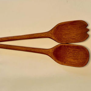 Cucharas de Madera Tradicionales Meenakari, Utensilios de Cocina de Madera con Acabado Antiguo, Espátula de Madera Natural para Cocina - Product Image 1