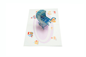 Premium Handmade 3D Baby Shower Card Blue Landau Design de l'usine du Vietnam - Product Image 5