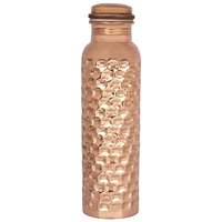 Bouteille d'eau en cuivre pur à 100% avec finition noire mate durable, design martelé de haute qualité, pour boire directement en extérieur