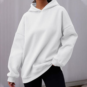 Sweat à capuche baggy surdimensionné pour femmes impression personnalisée motif solide courte longueur vêtements de créateur de mode-vente en gros sweat à capuche vierge - Product Image 2