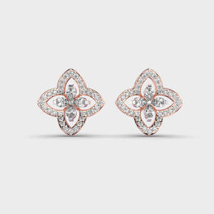 Boucles d'oreilles en diamant de laboratoire de coupe ronde de style vintage en or massif 14 carats boucles d'oreilles de fiançailles de mariage 1 + 1 diamant CTW - Product Image 3