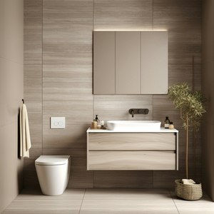 Minimalist <b>Bathroom</b> Vanity White High Gloss Vanity Cabinet with Backlit LED <b>Mirror</b> Option Modern <b>Bathroom</b> - Product Image 3