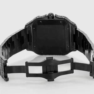 Indian Manufacture Modern <b>Black</b> Stainless Steel Moissanite Diamond Quartz <b>Watch</b> for <b>Men</b> Available for Export Price from India - Product Image 2