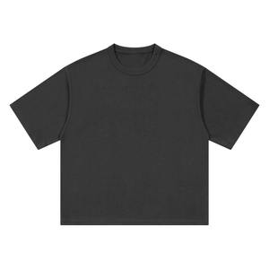T-shirt ample en coton lourd à col rond, taille européenne 270g, super épaules tombantes, triple aiguille, grande taille - Product Image 5