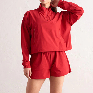 Custom Wholesale Jacket & Windbreaker <b>Suits</b> Custom Streetwear Zip up Nylon Windbreaker Tracksuit Set With <b>Shorts</b> for <b>Women</b> - Product Image 2
