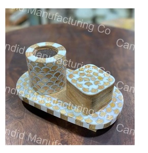 Quemador de incienso nórdico de lujo, soporte de conos de incienso de Torre dorada árabe con decoración de Base de cerámica para meditación de Yoga - Product Image 1