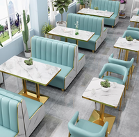 Ensemble de sièges en cuir pour restaurant moderne personnalisé, table et chaises à motif marbré pour café, boutique de café, hôtel
