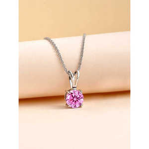 Collar de circonita cúbica rosa de 0,50 quilates para mujer, accesorio de moda de Plata de Ley 925 pura SSP671PK - Product Image 2