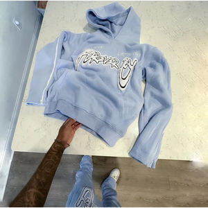 ชุดเสื้อกางเกงขนแกะแบบมีฮู้ดสำหรับชายและหญิง2ชิ้นชุดวอร์มผ้าคอตตอนเนื้อหนาปักลายแนวสตรีทสวมใส่สำหรับผู้ชายใส่ในฤดูหนาว - Product Image 4