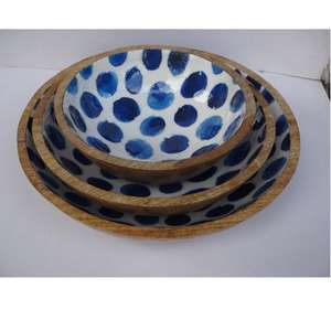 Cuencos de madera con patrones florales para ensalada, cuencos para servir Pasta, fideos, comida, Bol para servir ensalada, Mango de madera - Product Image 4