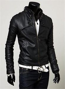 Chaqueta de cuero de moda ajustada para motocicleta juvenil personalizada para hombre, lona a prueba de agua con cuello levantado y diseño de pecho - Product Image 3