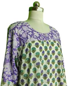 Robe longue en coton imprimé à la main à motifs floraux, style bohème, pour femmes, pour l'été - Product Image 5