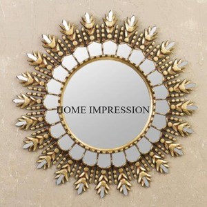 Most Demanded High Standard Quality Metal High Grade Gold Plated Wall Decorative Mirror <b>Supply</b> From India In Impressive Price - Product Image 6
