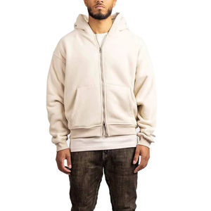 Sweat à capuche unisexe de haute qualité 100% coton biologique polaire Hiver Épaules tombantes Coupe ample Classique Streetwear Pull avec poche - Product Image 1