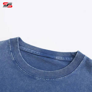 Venta al por mayor de alta calidad personalizada 250 Gsm 100% algodón lavado ácido Camisetas de gran tamaño para hombres - Product Image 6