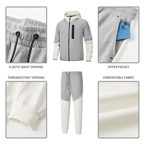 Conjunto de 2 piezas de chándal atlético para hombre con capucha Jogger de manga larga Casual Sports Outfit Plus Size Full Zip para invierno - Product Image 4