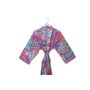 Peignoir Kimono en Coton de Haute Qualité pour Femme, Manches Longues, Motif Imprimé, Taille Élastique, Élégant, Idéal pour la Nuit, le Repos et le Spa - Product Image 2