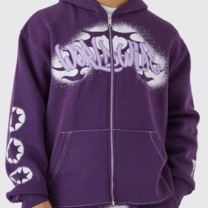 Logotipo de impresión personalizada Casual Soft Pullover Sudaderas con capucha para hombre Conjunto de Jogger Puff Imprimir Sudaderas con capucha de gran tamaño para hombre - Product Image 5