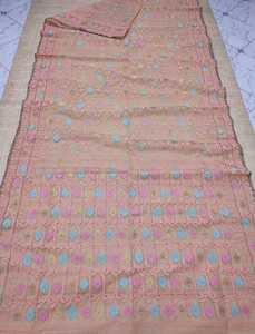 Exclusivo Deshi Dhakai Jamdani Sharee de alta calidad para mujeres JAMDANI tela azul rojo verde dorado cielo azul de Bangladesh - Product Image 5