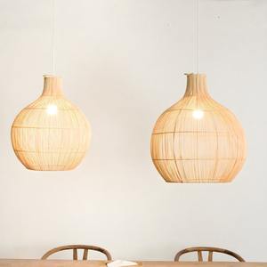 French-Style LED <b>Light</b> Fixture <b>Pendant</b> Vietnamese Woven <b>Rattan</b> Lampshade Hanging Shade Modern Traditional for Living Room - Product Image 6