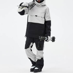 Veste de ski unisexe Anarok gris clair/noir - Imperméable Tex 10 000 mm, isolée Polartec, à capuche, fermeture éclair, extensible - Product Image 5