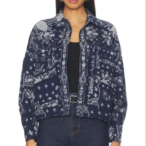 Camisa Casual de Punto Jacquard 100% Algodón para Mujer, Diseño Nuevo 2026, Corte Holgado, Bolsillos Delanteros con Solapa, Precio de Descuento al por Mayor OEM - Product Image 1