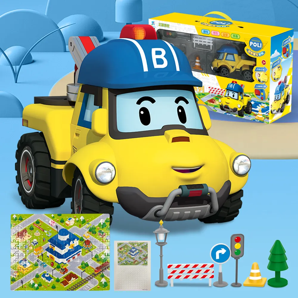 Poli Robocar atalet oyuncak araba Helly Amber Roy araç uçak araba eğitim oyuncak araba ışık ile