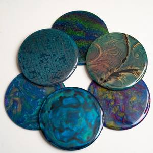 Dessous de verre en résine mélangée fabriqués à la main avec accent en bois | Dessous de verre en pierre disponibles au design personnalisé - Product Image 1