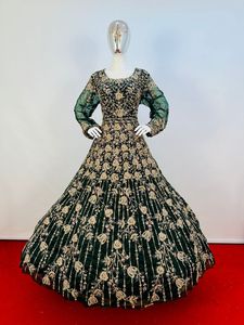 ชุดยาว anarkali ชาติพันธุ์อินเดียสำหรับผู้ใหญ่ผู้หญิงชุดปาร์ตี้ปักตาข่ายชุดแฟนซีผลิตจากวัสดุตาข่าย - Product Image 2