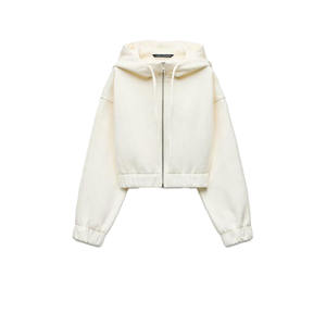 High Quality Cotton Terry <b>Women's</b> Zipper-Up Long Sleeve Hoodie with Lining New Trendy Crop <b>Top</b> Customizable <b>for</b> Autumn/Winter - Product Image 1