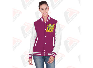 Venta caliente de las mujeres Casual Street Wear Canvas Varsity Jacket con Stand Collar Impresión personalizada Transpirable a prueba de viento - Product Image 2