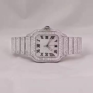 Reloj de Lujo Unisex Estilo Hip Hop con Incrustaciones de Diamantes Moissanite Redondos Brillantes, Movimiento de Cuarzo Personalizado, Marca Seiko - Product Image 1