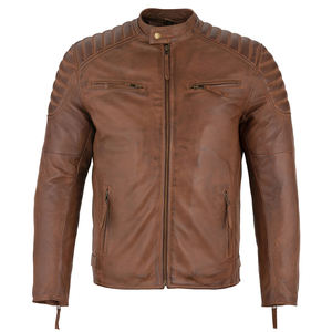 Veste en cuir véritable originale pour hommes Veste en cuir classique d'agneau à la mode Veste imperméable de moto de motard - Product Image 3