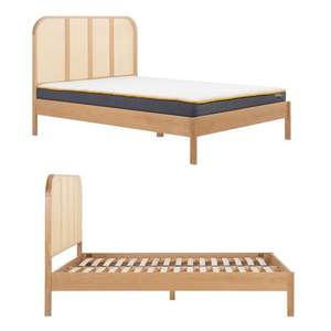 Top Quality Comfortable 100% Teak Wood <b>Bed</b> <b>Frame</b> with <b>Rattan</b> Webbing for Hotel Bedroom Set Villa Indoor Furniture - Product Image 6
