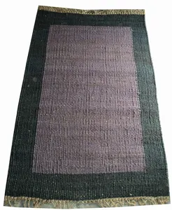 Hot Selling Blue border hemp solid area rug for bedroom guest room hallway and kitchen at factory price