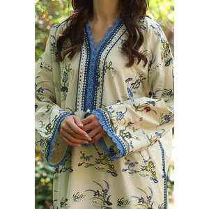 Conjunto de traje de lino beige sin coser bordado para mujer, elegante - Product Image 2