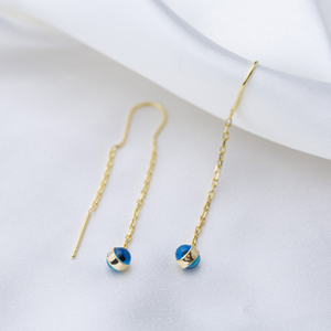 Turkish Eye Design Thin <b>Chain</b> Design Threader <b>Earrings</b> Turkish Handmade Wholesale 925 Sterling <b>Silver</b> Jewelry - Product Image 2