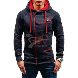 Sweat à capuche zippé pour homme de haute qualité avec logo imprimé personnalisé, tissu écologique imperméable, couleur et taille personnalisées - Product Image 2